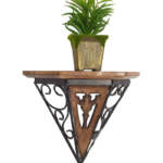 Wall Mounted Wooden & Wrought Iron Wall Bracket