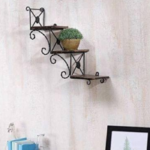 Wooden and Wrought Iron Fancy Wall Hanging Shelf/Bracket