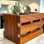 Wooden Cutlery Stand with 2 Compartments for Spoons and Tissue Holder | Multifunctional Kitchen Rack and Dining Table Spoons Holder
