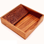 Full Carved Wooden Tissue Paper Rack/Napkin Holder Stand