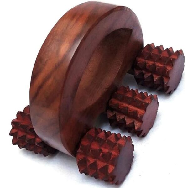Handmade Wooden Hand 6 Wheel Massager Rollers - Relaxation/Improved Blood Circulation/Body Stress/Acupressure and Acupuncture Cutter Massagers for Men and Women's (Wooden) (Copy)
