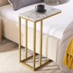 Handmade Coffee Table for Living Room Central End Table for Bedroom with Marble Top (45 X 22.5 X 50 cm) (Gold Table with White Marble Top)