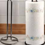 Modern Metal Paper Towel Stand - Freestanding Kitchen & Bathroom Tissue Roll Holder | Rustic Decorative Paper Towel Dispenser