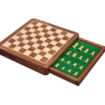 Wooden Handcrafted Foldable Magnetic Chess Board Set with Magnetic Pieces and Extra Queens for 2 Players Kids and Adults (14x14 Inches, Brown) (Copy)