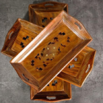 Premium Pakka Sheesham Wooden Rectangular Serving Tray | Handmade & Handcrafted Serving Platter - Set of 3