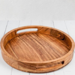 Wooden Round Tray for Decoration, Decor, Serving and Dining Table | Multipurpose Storage Tray