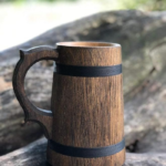 Hand-Crafted Wooden Drinking Beer Mug for Home-Bar/Café/Pubs/Party (8 X 5 Inch, 850 mL, Mango-Wood)
