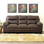 Whinchister Dark Brown Half Leather 3 Seater Sofa