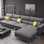 Fronssy 5 Seater Premium Fabric RHS Sectional L Shape Sofa Set (Dark Grey)