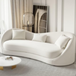 Modern White Velvet Curved 3 Seater Sofa Pillows Included Lazy Couch and chesterfiled Chaise Lounge Sofa/Velvet Chaise