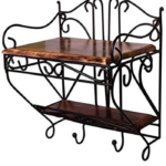 Wrought Iron and Wooden Double Holder Set Top Box Stand for Wall Tv Remote Holder