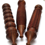 Wooden Massager Acupressure Wooden Jimmy Massager Hand Roller Fingers Roller Massager in Pure Sheesham Wood (Pack of 3 Pcs) with Different Design 6.5 Inch X 1 Inch