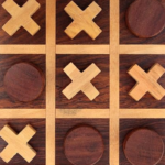 Handmade wooden tic tac toe game gifts for kids, 4.5 x 4.5 inches-Brown
