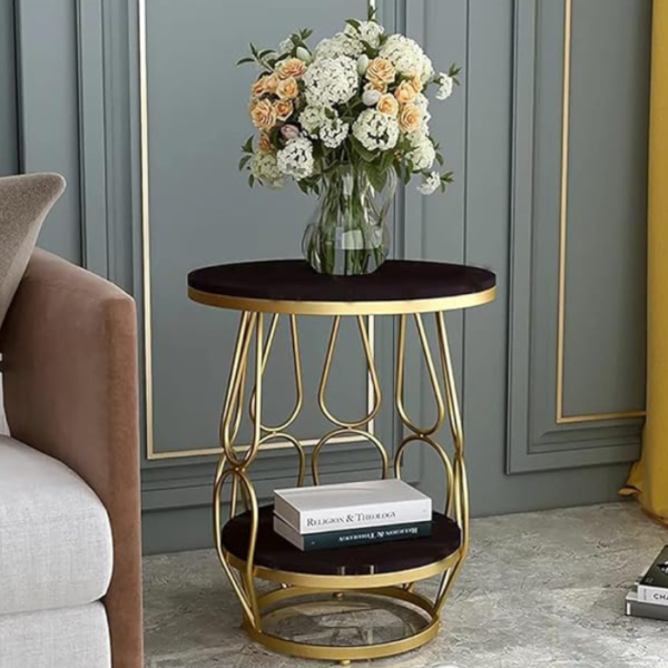 Farmhouse Accent Coffee Table Simple Modern Bedside Cabinet Small Round Table Mdf Top Metal Table Living Room Sofa (Copy)