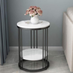 Farmhouse Accent Coffee Table Simple Modern Bedside Cabinet Small Round Table Mdf Top Metal Table Living Room Sofa