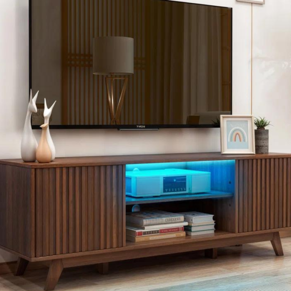 LED TV Stand Media Entertainment Center Table with 2 Cabinets