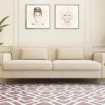 Velvet Square Arm Sofa (Beige)