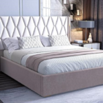 Brown Dust Upholstered King Size Bed with Box Storage