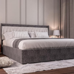 Brown Dust Upholstered King Size Bed with Box Storage