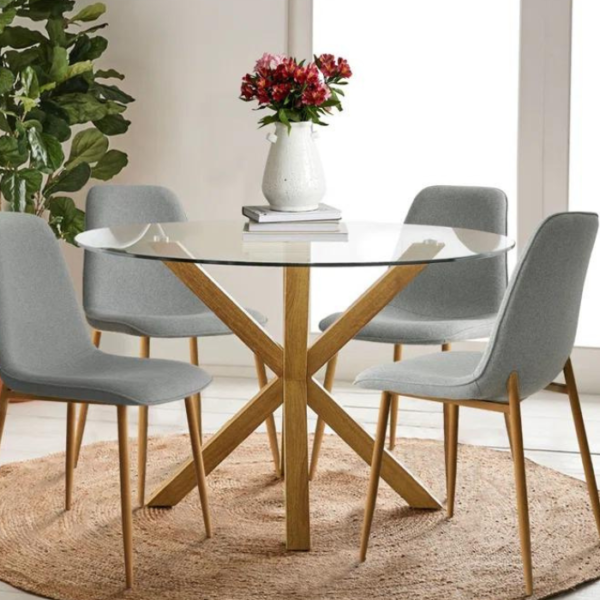 Round Glass Top Pedestal Dining Set