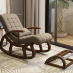 Sheesham Rocking Chair/Colonial Rocking Chair/Traditional Rocking Chair with Footrest (Beige)