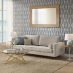 Rae Upholstered Velvet Sofa (White&Beige)