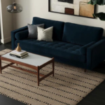 Rae Upholstered Velvet Sofa (Navy Blue)