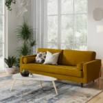 Rae Upholstered Velvet Sofa (Yellow)