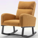 Wide Arm Chair for Living Room with Solid Wood Leg (Yellow Towel)