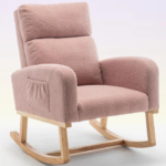 Wide Arm Chair for Living Room with Solid Wood Leg (Pink Towel)