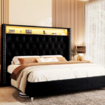 Upholstered Bookcase Storage Bed