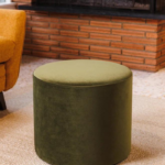 Upholstered Pouf (Green Velvet)