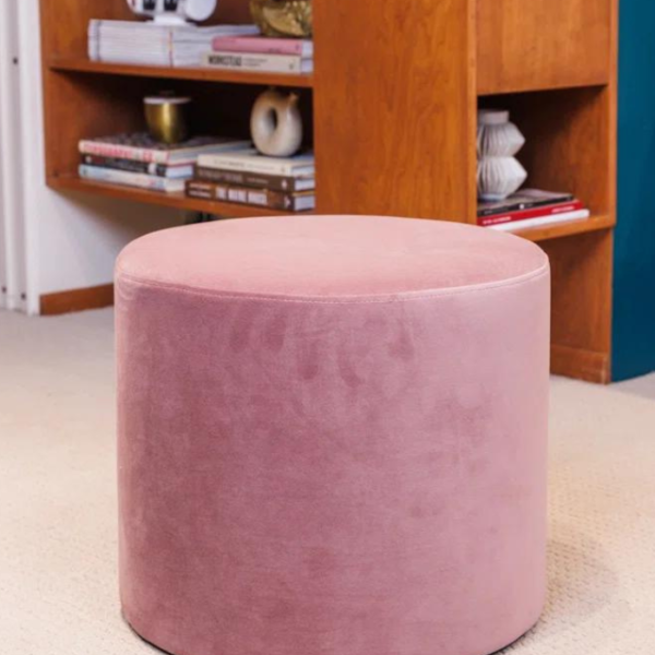 Upholstered Pouf (Pink) (Half Polyster)
