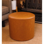 Upholstered Pouf (Camel) (Leather)