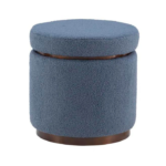 Round Shape Ottoman with Storage (Bluish Grey)