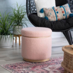 Round Shape Ottoman with Storage (Pink)