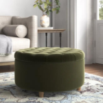Upholstered Ottoman (Green Velvet)