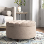 Upholstered Ottoman (Beige Polyster)
