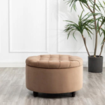 Upholstered Ottoman (Brown Velvet)