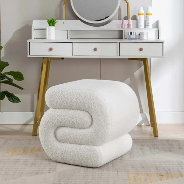 Upholstered Ottoman (White)