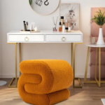 Upholstered Ottoman (Orange)
