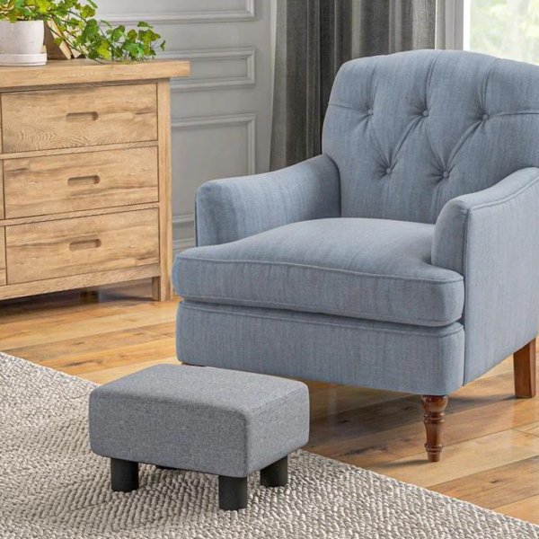 Upholstered Ottoman (Grey)