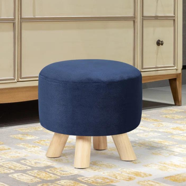 Upholstered Ottoman (Blue)