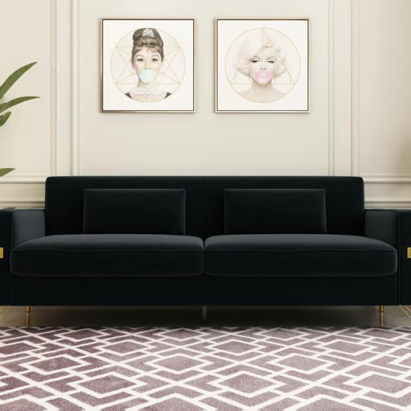 Velvet Square Arm Sofa