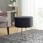 Velvet Ottoman (Dark Grey)