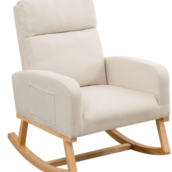 Wide Arm Chair for Living Room with Solid Wood Leg