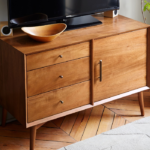 Modern Teak Wood Console with Clean Lines