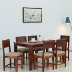 Rustic Luxury Wooden Dining Set with Upholstered Chairs