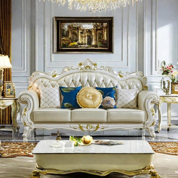 Renaissance Splendor: Handcrafted Wooden Carving Sofa