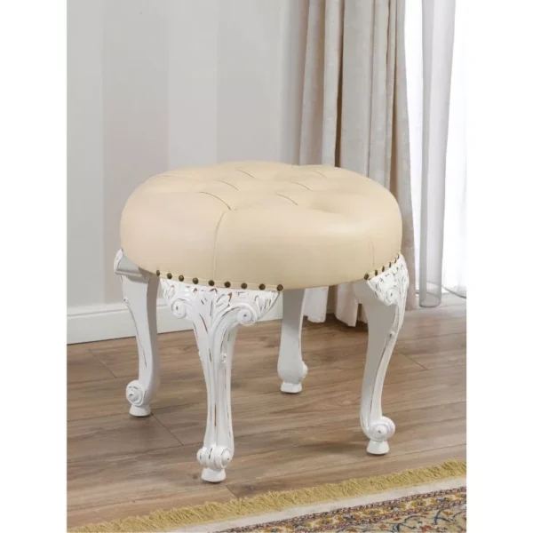 Intricate Design Carved Stool: Perfect for Any Space